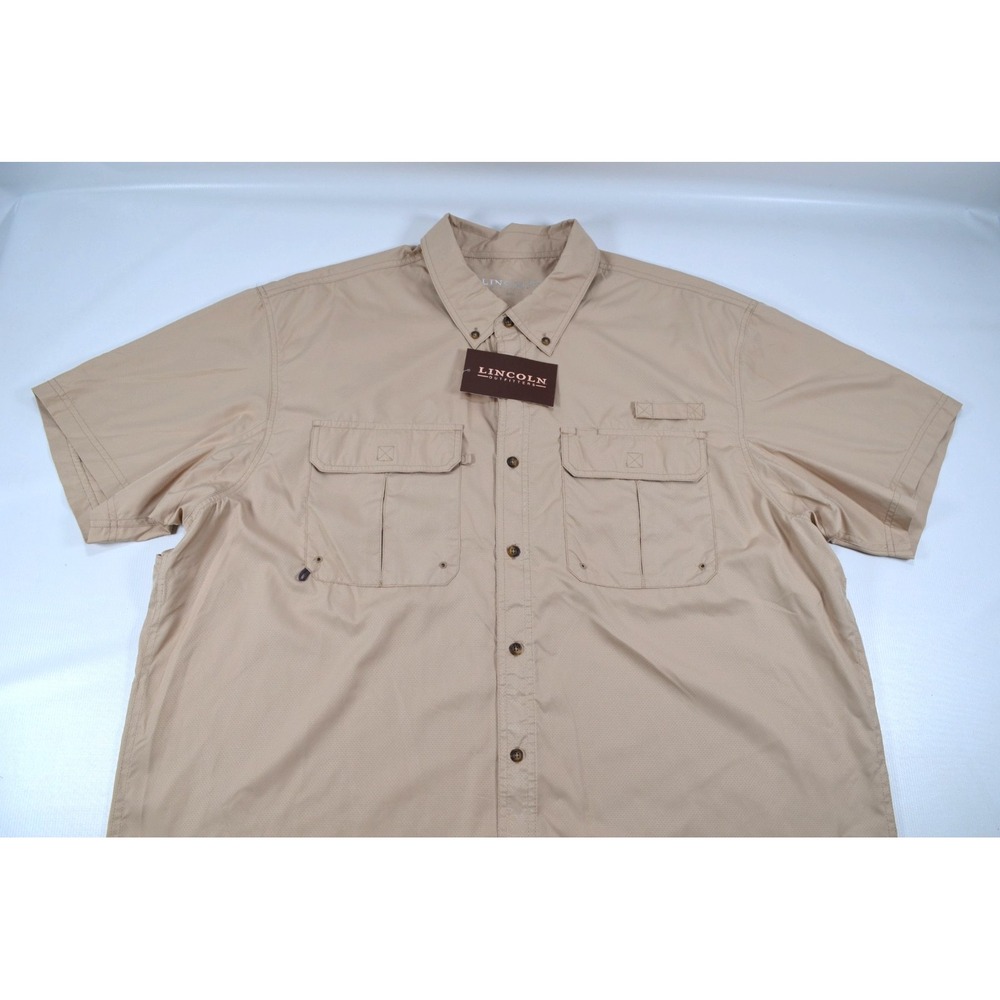 Lincoln Outfitters Shirt Mens‎ XXL Button Down Khaki Fishing Hiking Outdoor